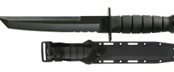Ka-Bar KB1245 Tanto Black Knife with Black Hard Sheath Serrated Edge