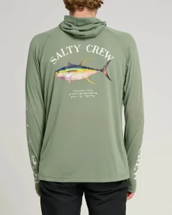 Salty Crew Ahi Mount Hooded Sunshirt Sage Green