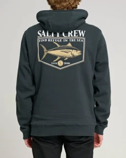 Salty Crew Angler Sherpa Zip Hoodie Coal Black