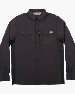 Salty Crew Charter LS Tech Woven Tee Black