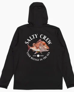 Salty Crew Snap Attack Hooded Sunshirt Black